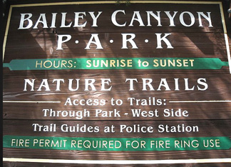 bailey canyon trail sign